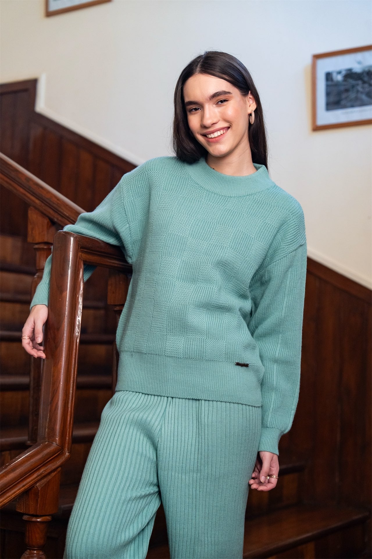 Cozy Chic Women’s Knitwear Set in Mint Green – Stylish Loungewear for Comfort & Elegance